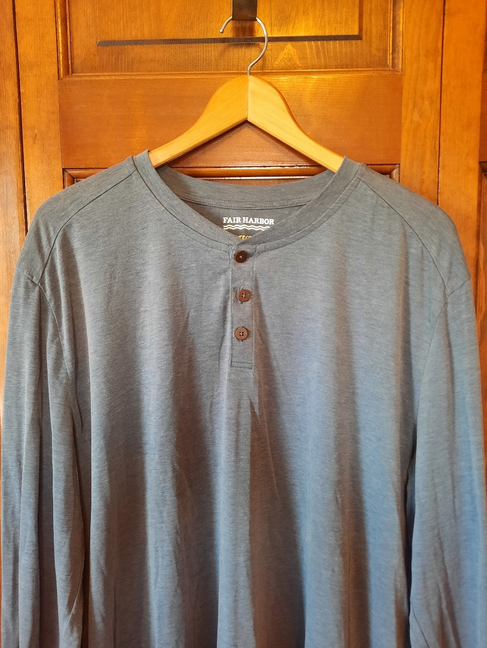 Fair Harbor Sun Protection UPF 50+ Dusty Blue Long Sleeve Henley T-shirt Size 2X - Picture 2 of 8